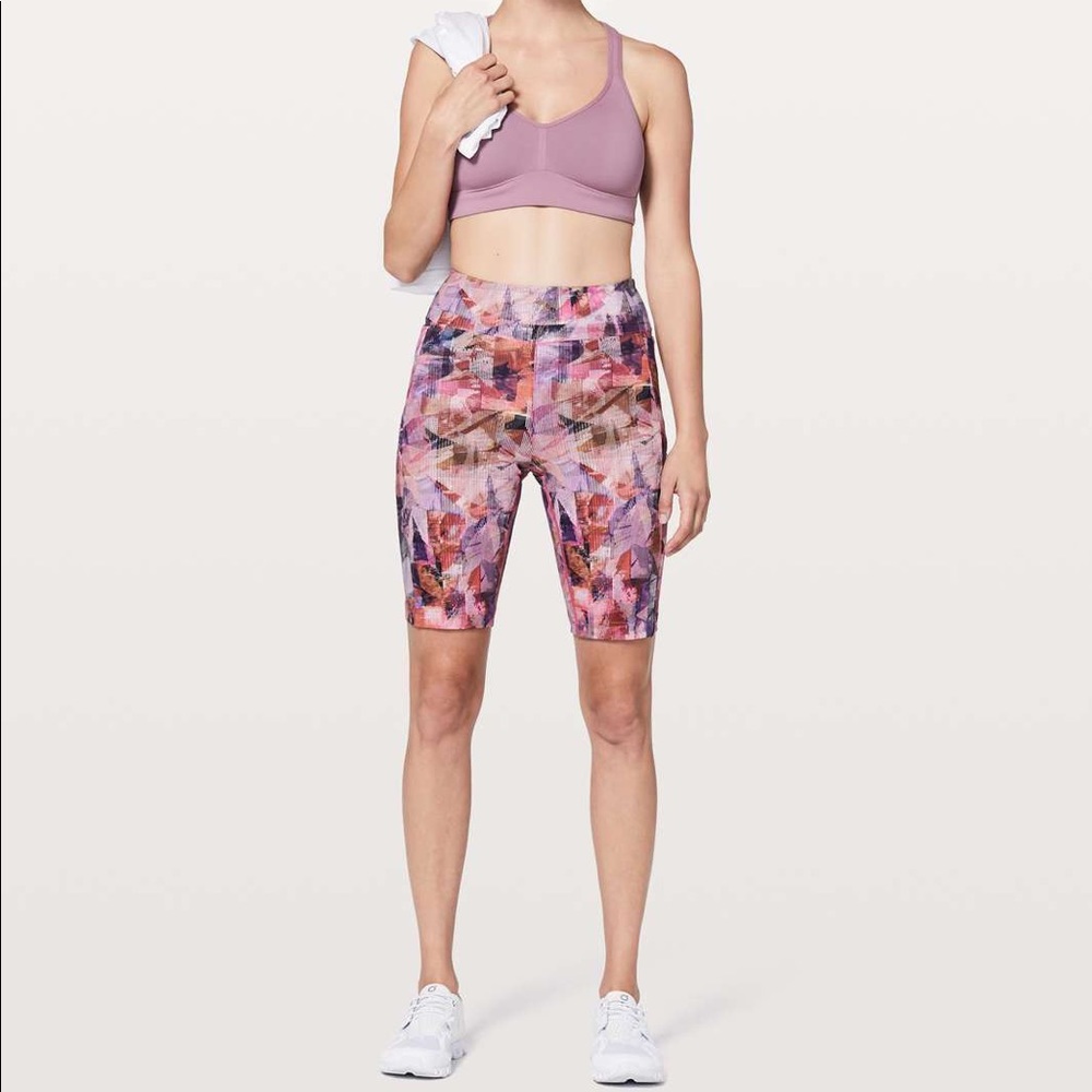 lululemon sundazed pink cycling shorts